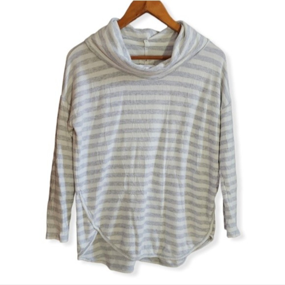 Lou & Grey Soft Striped Cowl Neck Longsleeve Knit Size Small